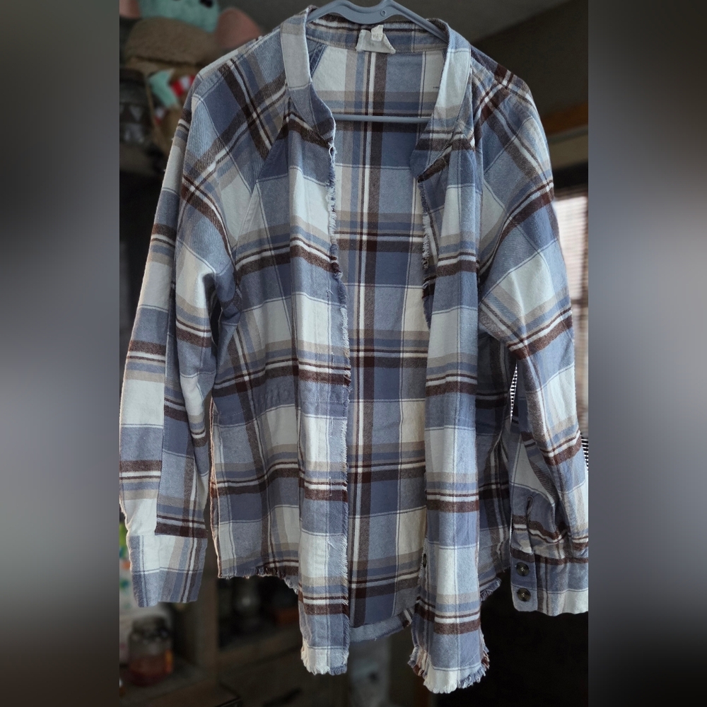 Perch by Blu Pepper Plaid Shirt Jacket This Flannel Is 100% Cotton